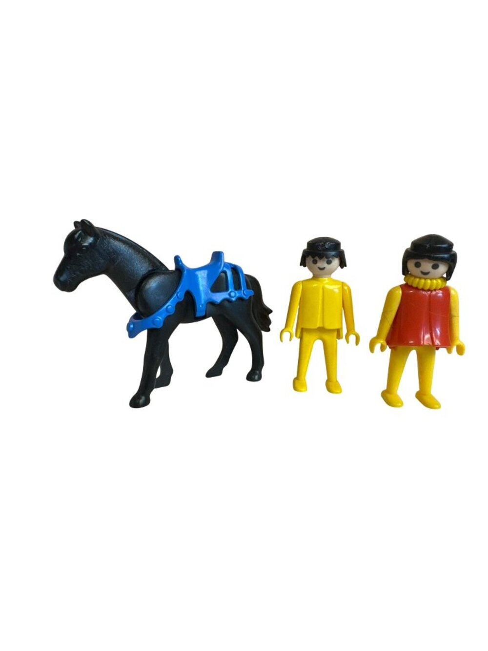 Vintage Playmobil Figures & Horse With Blue Saddle Set Toys Pretend Play